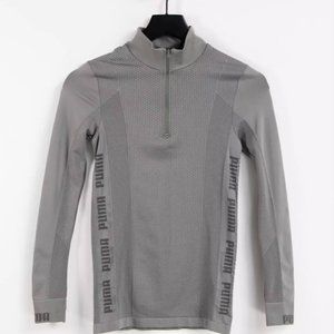 ***PUMA*** Training Evoknit seamless 1/4 zip top in charcoal gray. Size: S